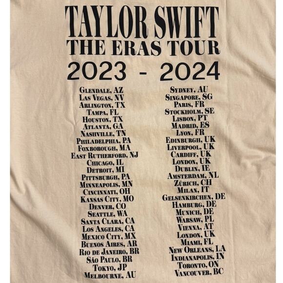 NEW The Eras Tour Through Vancouver Beige Short Sleeve T-Shirt XL Taylor Swift - Picture 6 of 6
